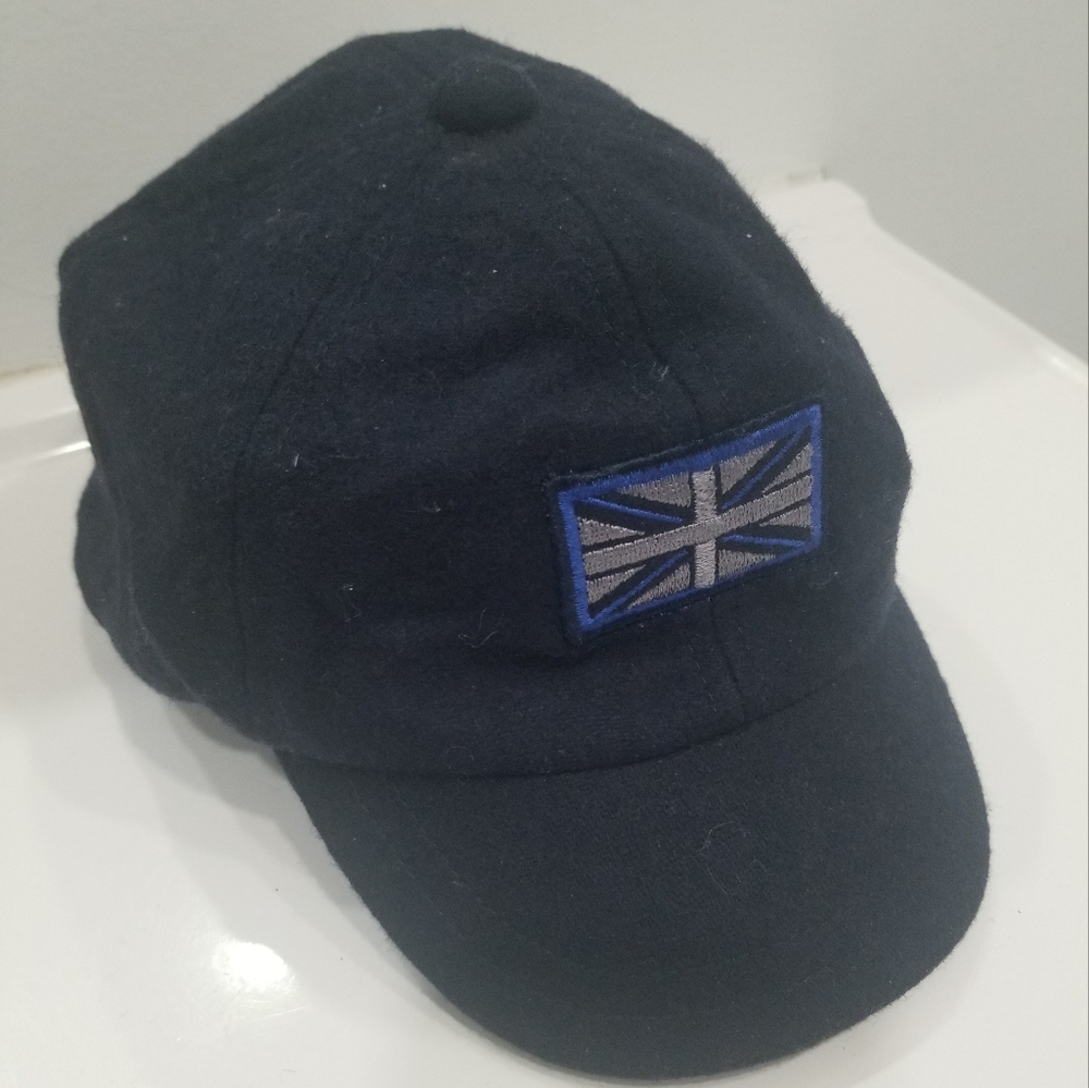 Burberry Boys Wool Cap With Embroidered UK Flag Patch Dark Navy Blue